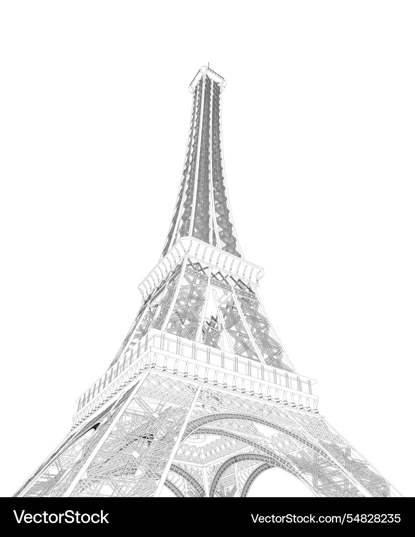 Outline of the eiffel tower from black lines Outline of the eiffel tower from black lines vector image
