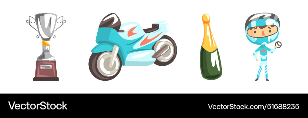 Racer object and items for speed racing Vector Image