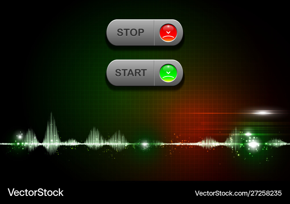 Realistic start and stop button on abstract Realistic start and stop button on abstract vector image