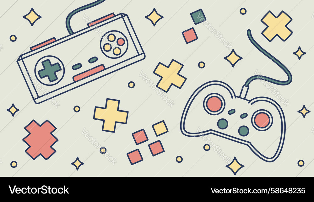 Retro Game Controller Pattern Vector Image