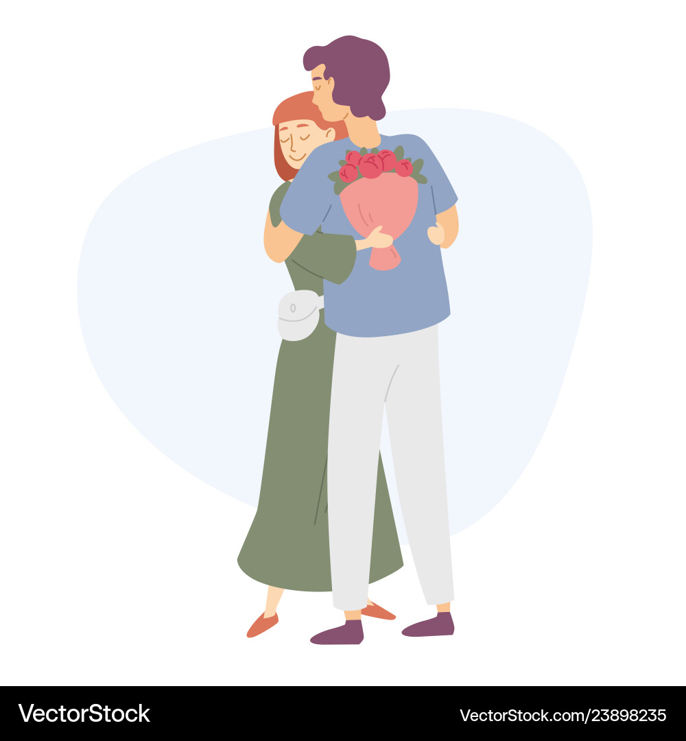 Romantische Paar mit Blumen vektorbild