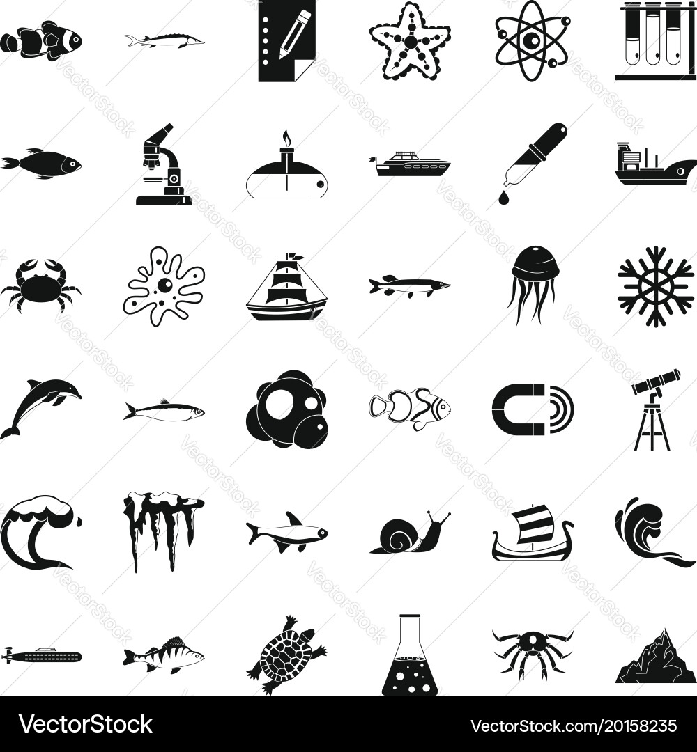 Source icons set simple style vector image