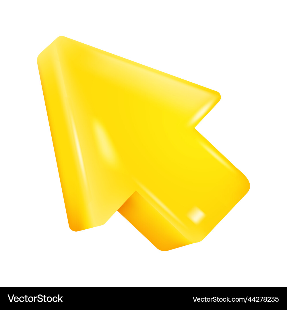 Yellow cursor pointer arrow isolated on white Yellow cursor pointer arrow isolated on white Vector Image