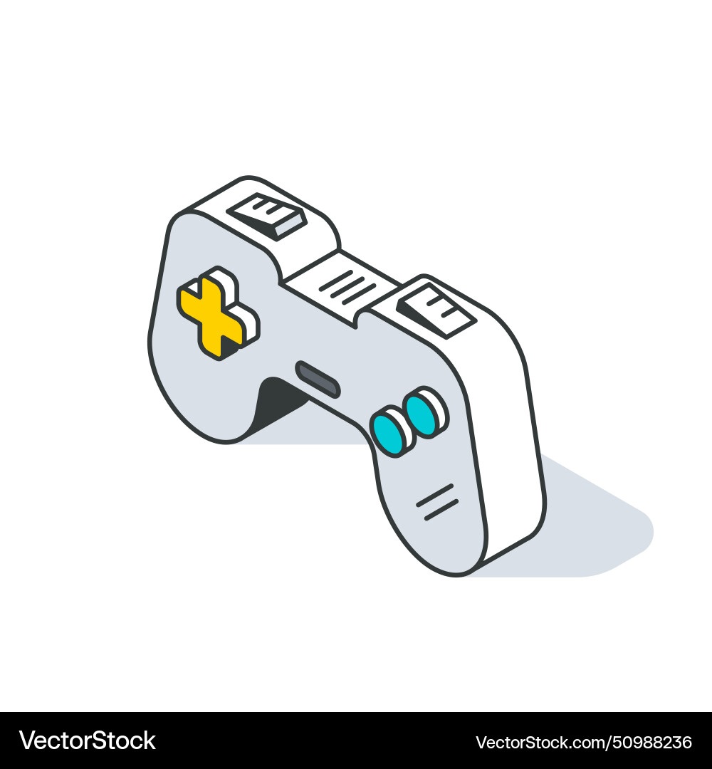 An isometric drawing of a video game controller vector image