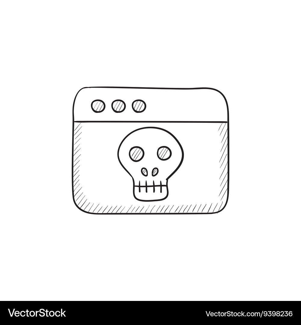 Browser window with skull sketch icon Vector Image