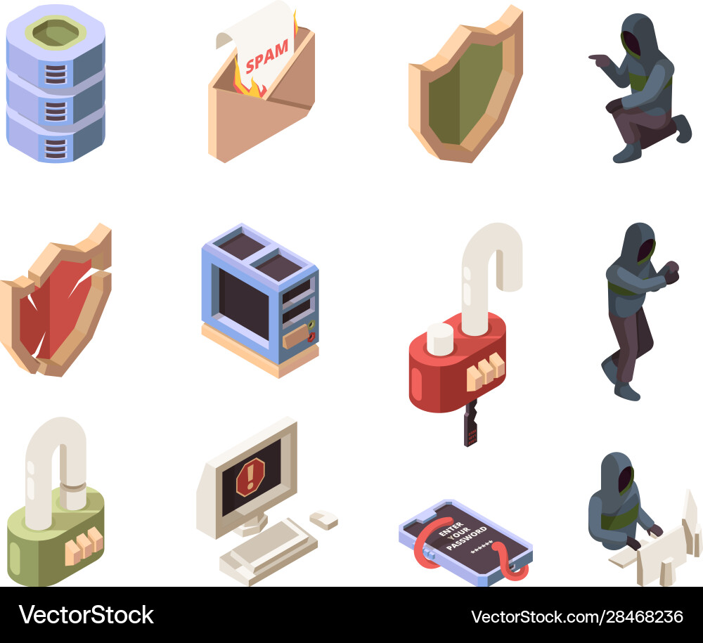 Hacker characters computer online network attack Hacker characters computer online network attack vector image