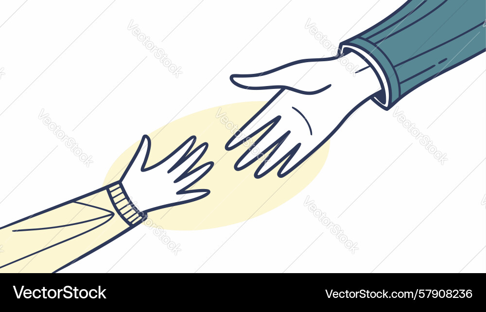 Hands reaching for each other in support design Vector Image