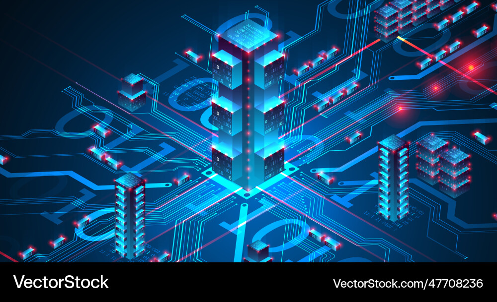 Isometric big data concept database abstract Isometric big data concept database abstract vector image