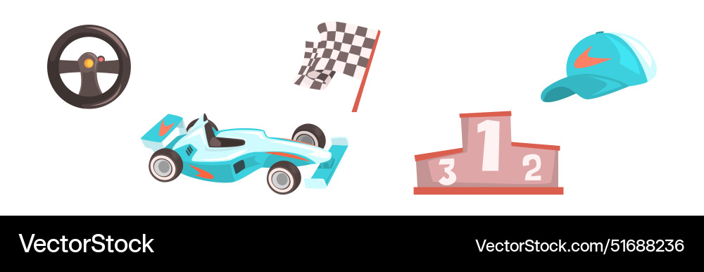 Racer object and items for speed racing Vector Image