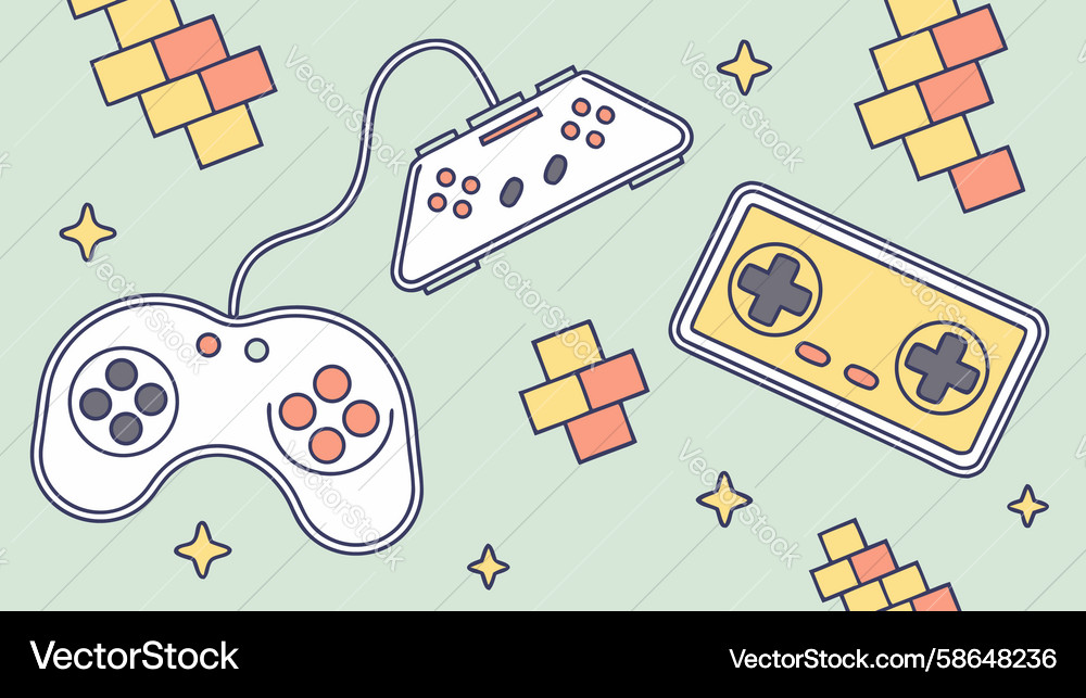 Retro Gaming Controller Pattern Vector Image