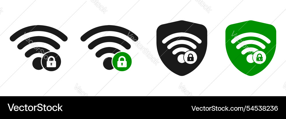 Secure WiFi Icon Set vector image