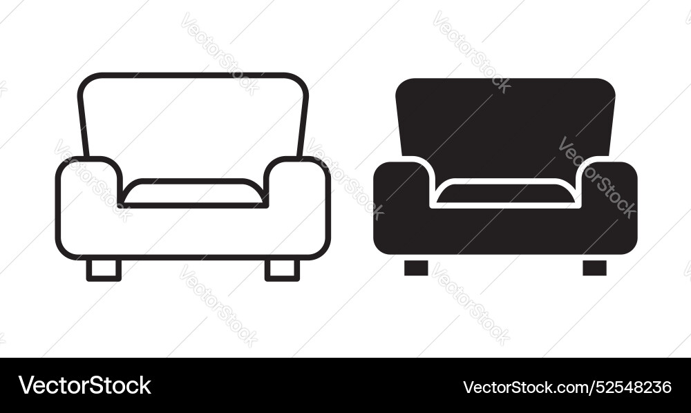 Sofa thin line icon set Royalty Free Vector Image