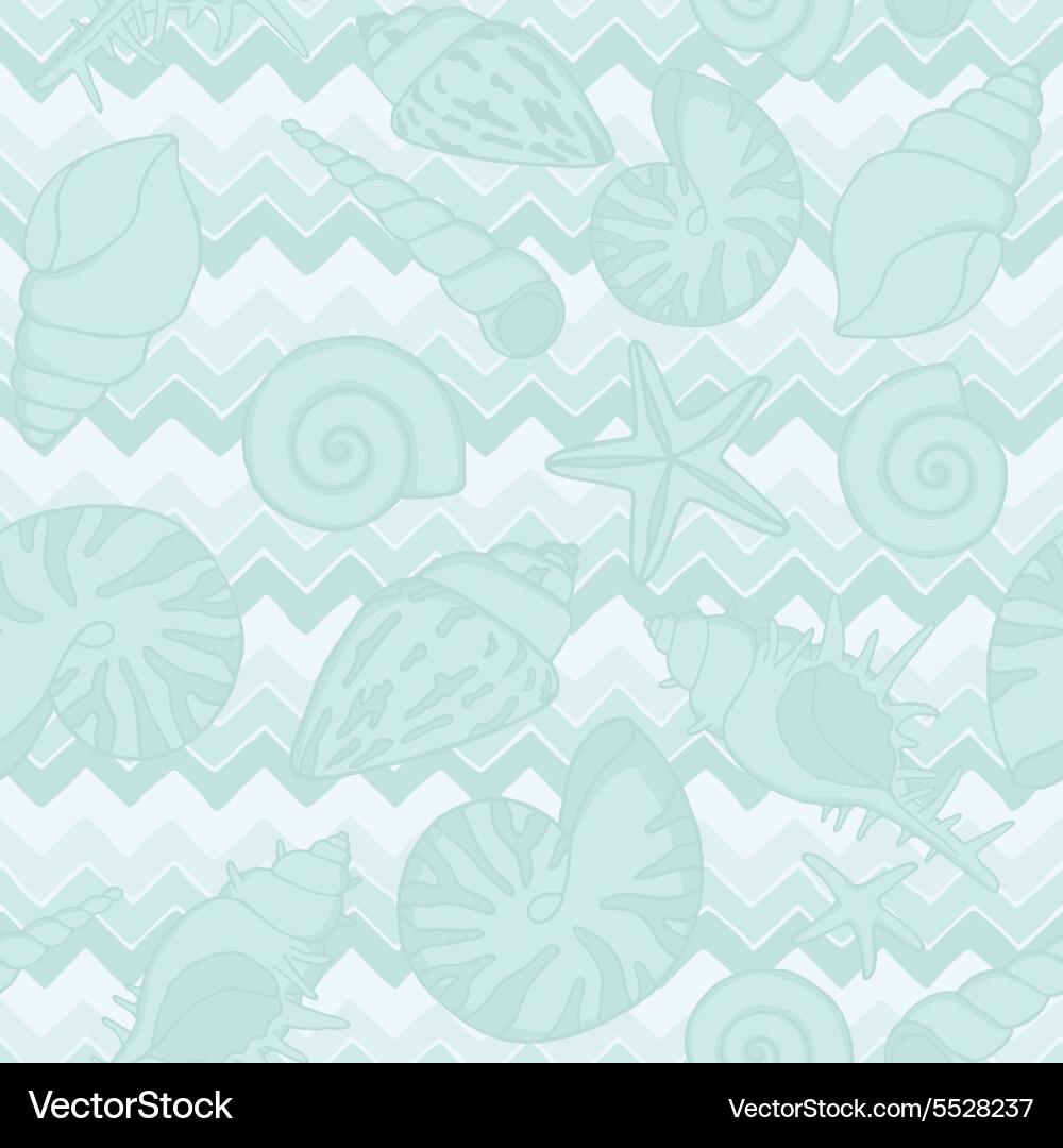 Aqua Zigzag Seashell Pattern Vector Image