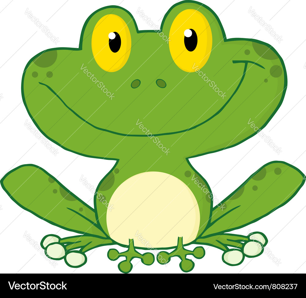 Cute Smiling Green Frog Vector Image