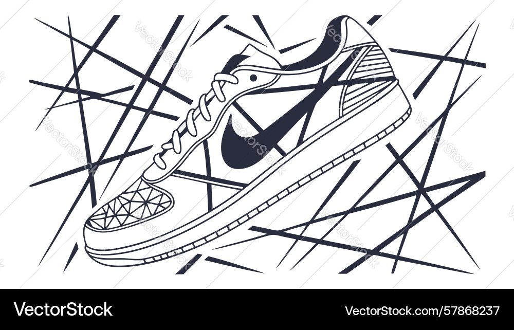 Dynamic sneaker with abstract line art design Vector Image