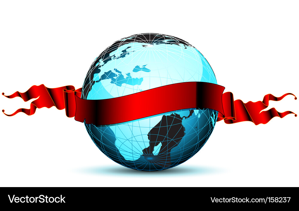Global World with Ribbon Vector Image