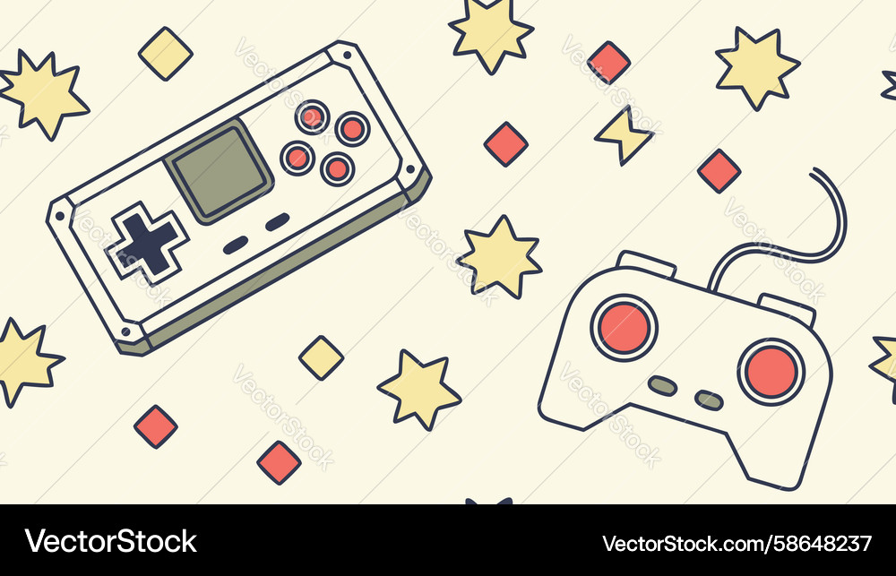 Retro Gamepad Pop Art Pattern Vector Image