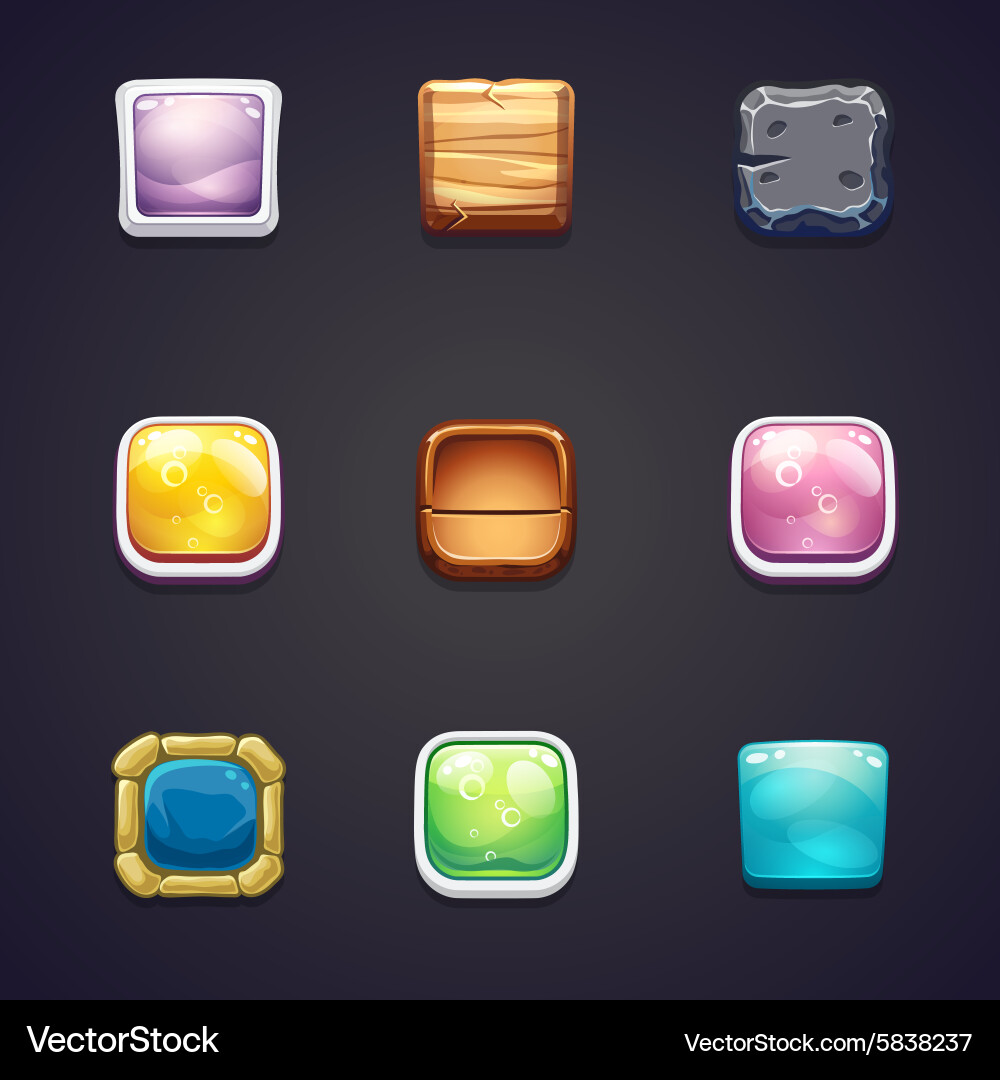 Set square buttons of different materials Vector Image