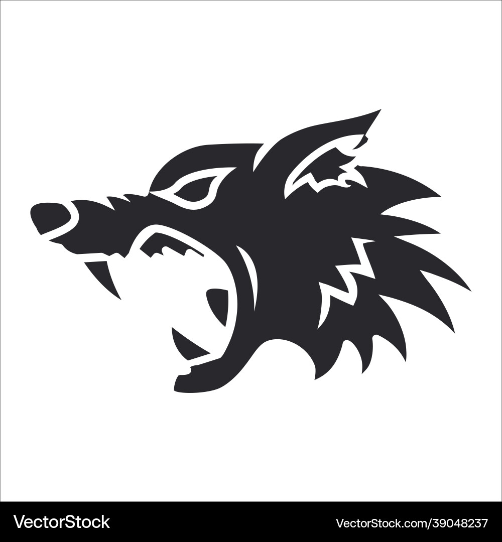 Wolf Head Silhouette Label Vector Image