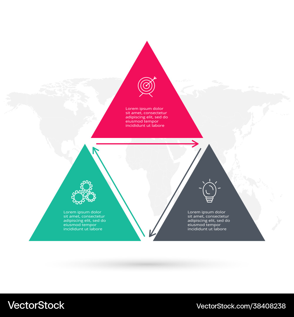3-Step Process Diagram - Triangular Elements vector image
