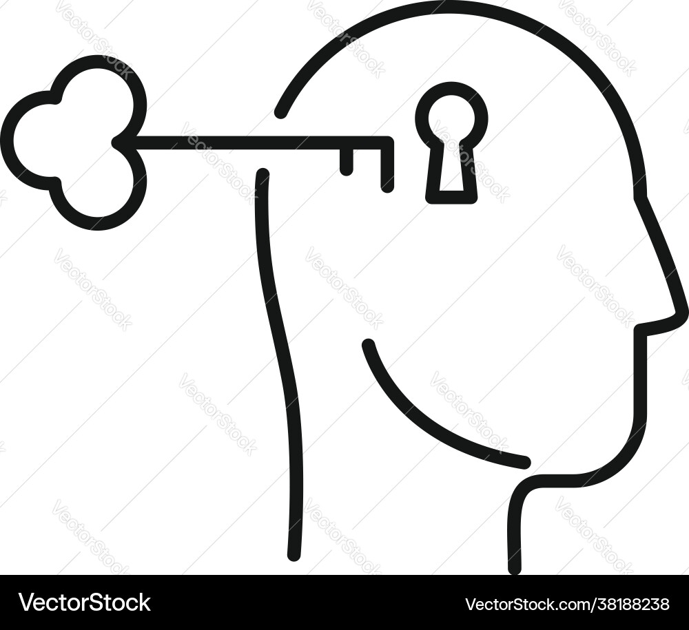 Key to psychological problem icon outline style Key to psychological problem icon outline style vector image