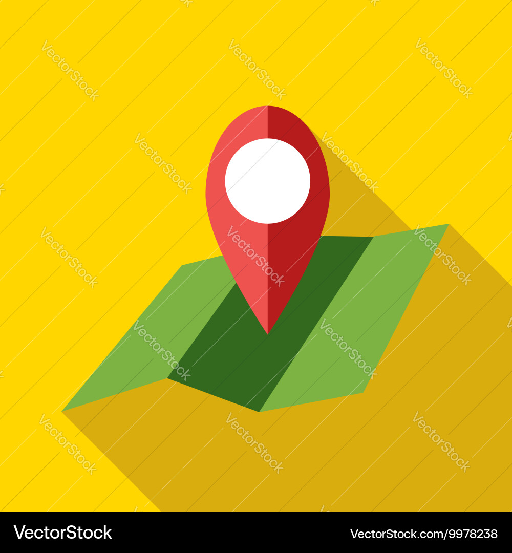 Map with pin pointer icon flat style vector image