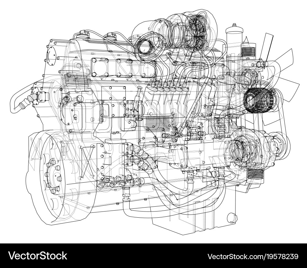 3D Engine Rendering Blueprint vector image