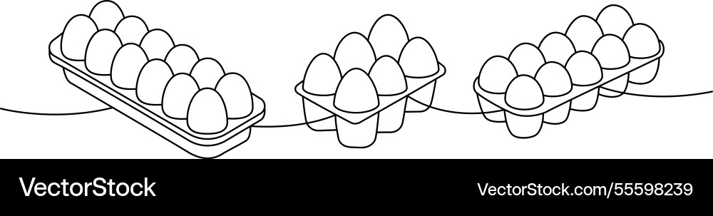 Chicken eggs in boxes one line continuous drawing Vector Image