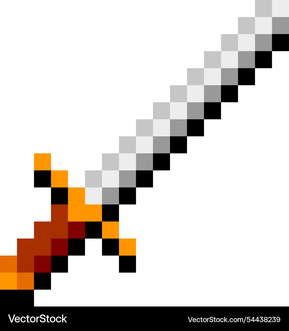 Ein pixeliertes Bild von Schwert mit rotem Griff Ein pixeliertes Bild von Schwert mit rotem Griff vektorbild