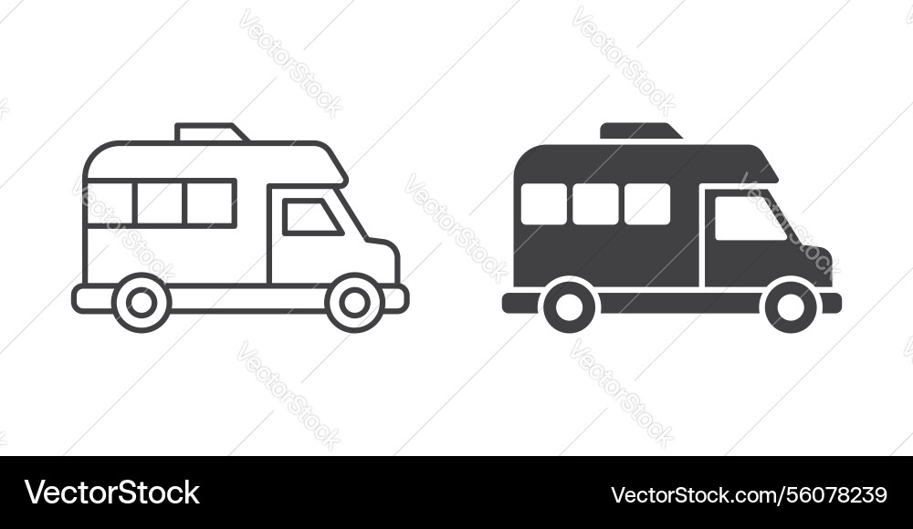 Rv car icon in flat style camper on isolated Vector Image
