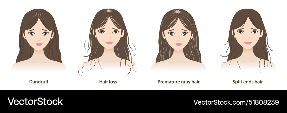 Süße Frauen mit Haarproblemen Süße Frauen mit Haarproblemen vektorbild