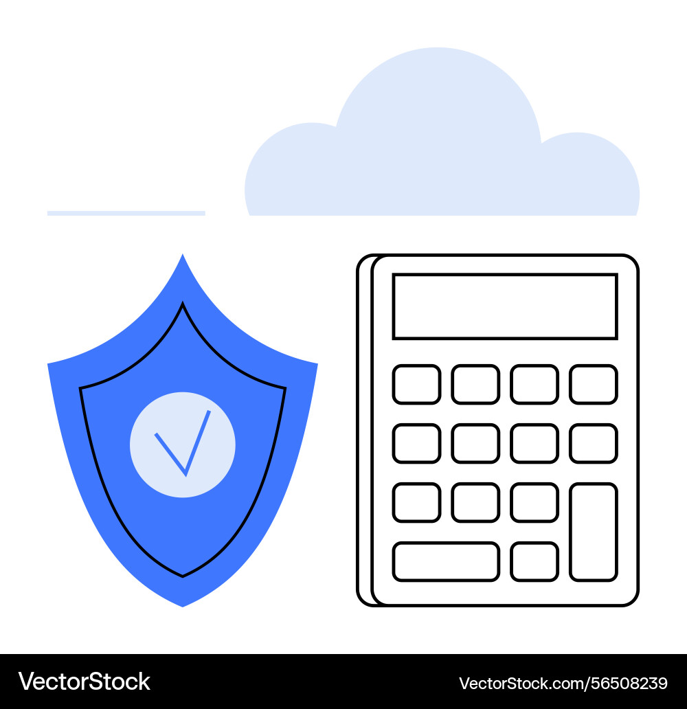 Shield calculator and cloud representing data Shield calculator and cloud representing data vector image