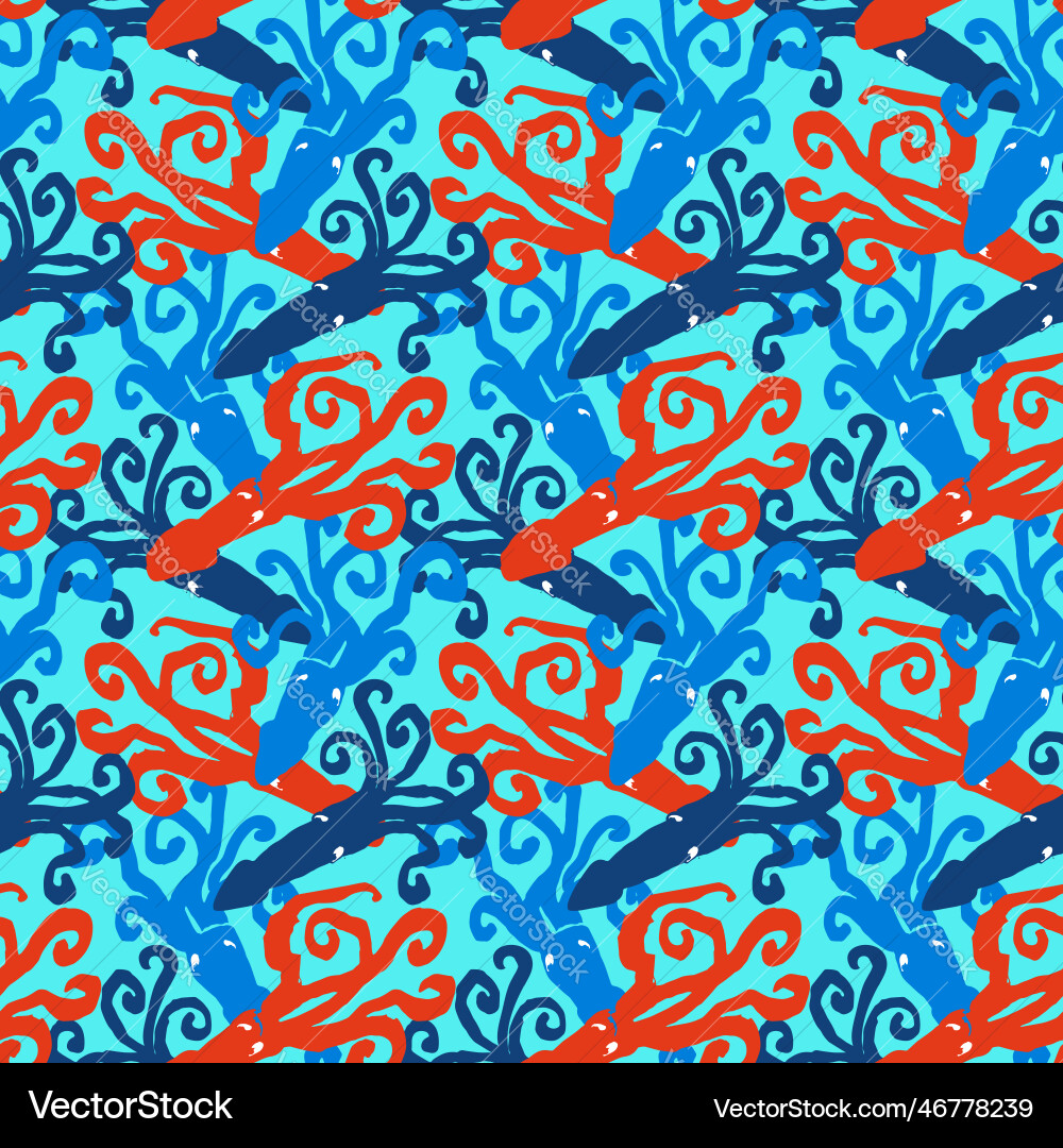 Tangled squids pattern Tangled squids pattern vector image