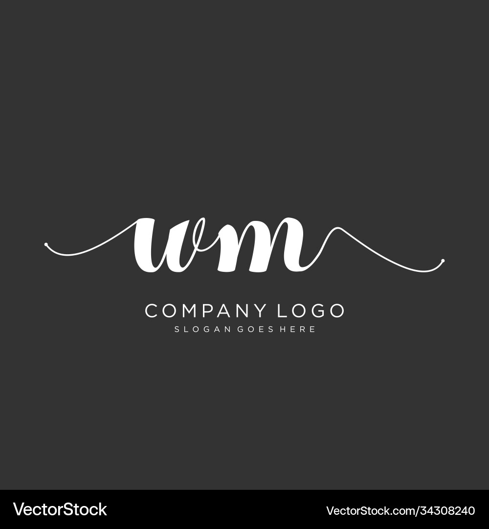 Initial wm handwriting logo with circle template Vector Image
