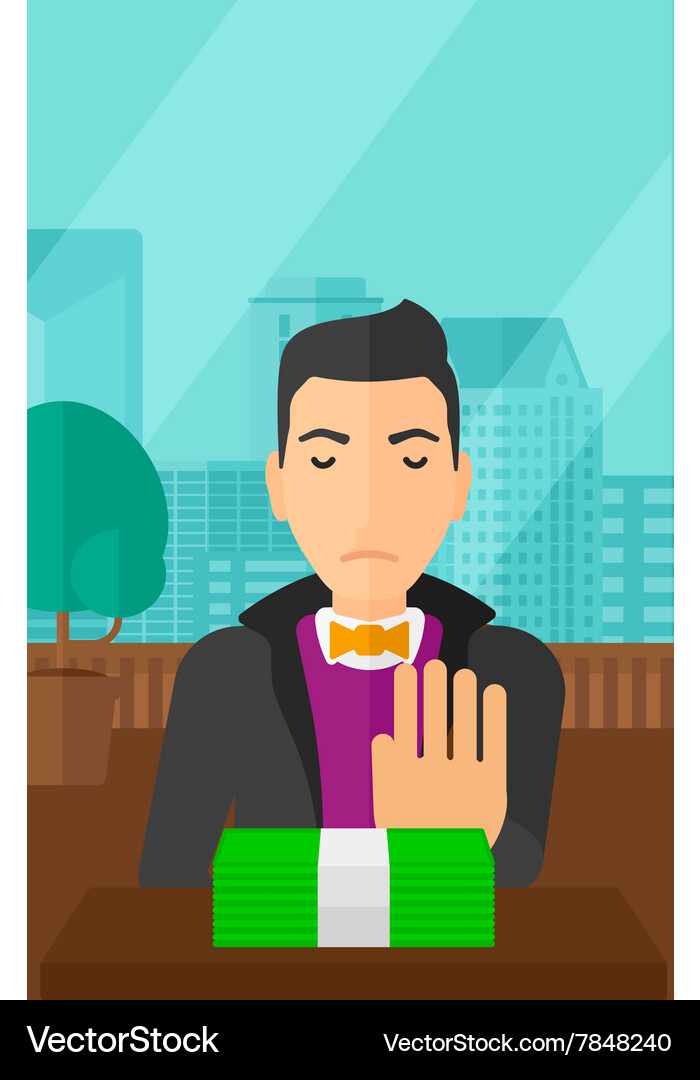 Man refusing bribe Vector Image