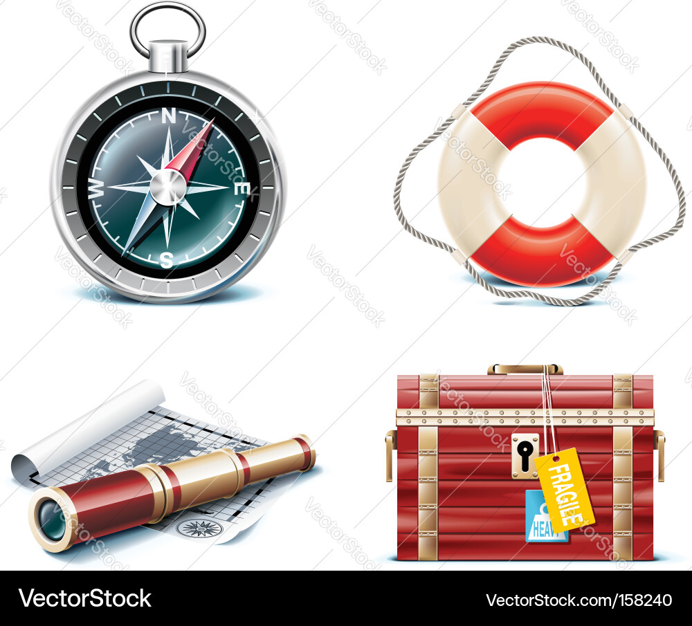 Nautical Travel Icons Vector Image