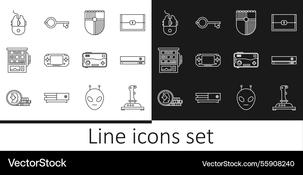 Set line joystick for arcade machine video game Set line joystick for arcade machine video game vector image
