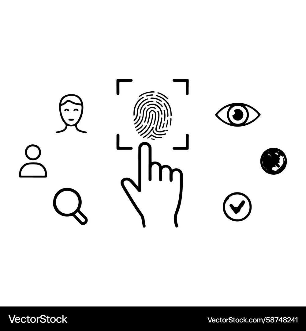Biometric Scan & Fingerprint ID Vector Image