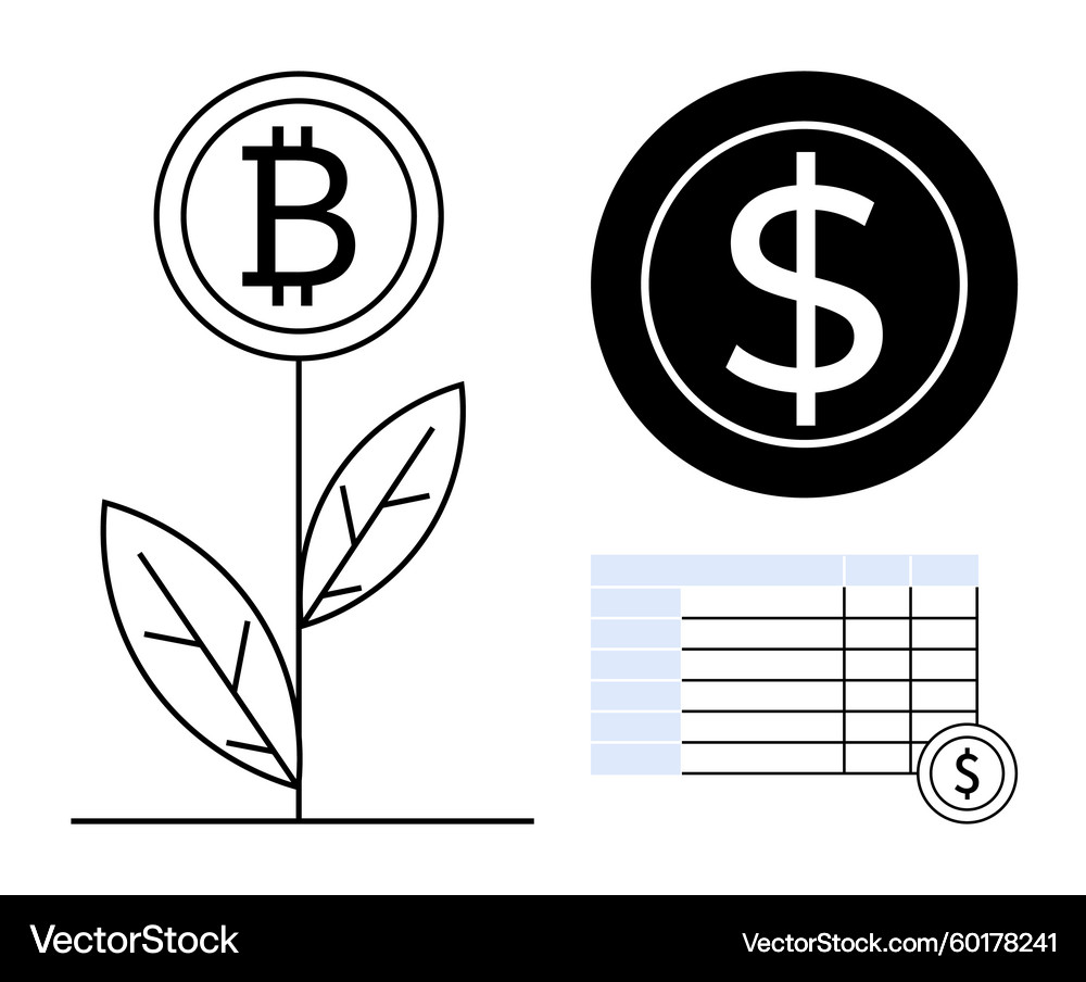 Bitcoin Flower Growth Investment – Royalty-Free Vector | VectorStock