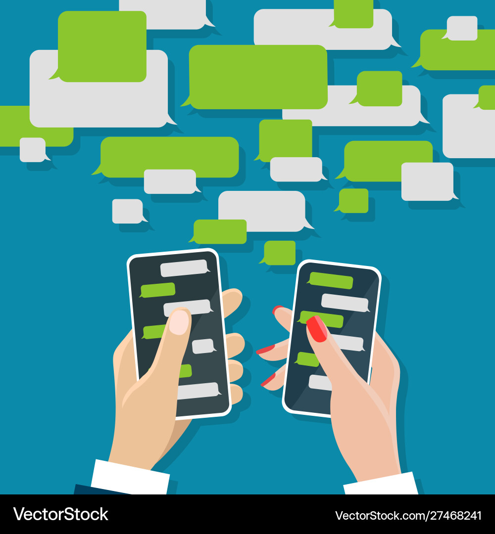 Messaging chat on mobile screens Messaging chat on mobile screens vector image