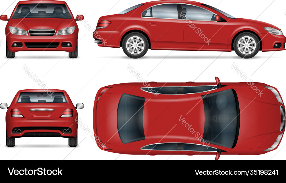Red car template vehicle branding mockup Red car template vehicle branding mockup vector image
