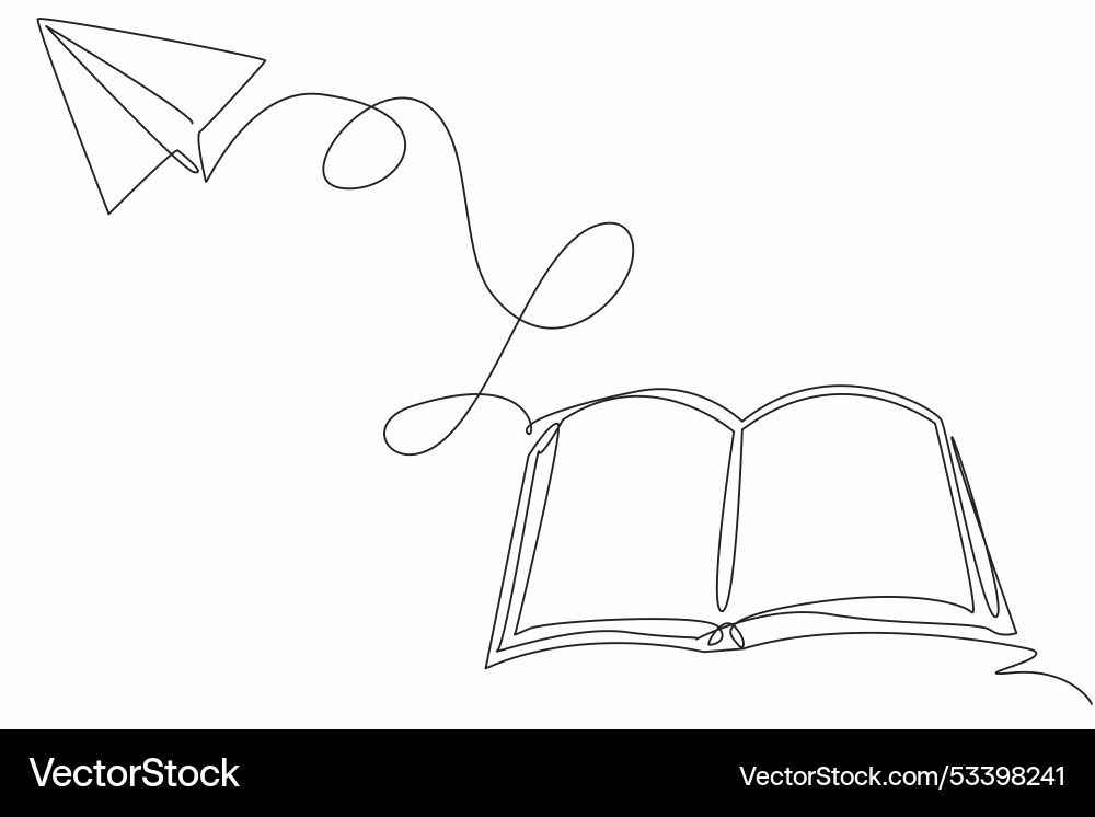 Single continuous line drawing an open book Single continuous line drawing an open book vector image