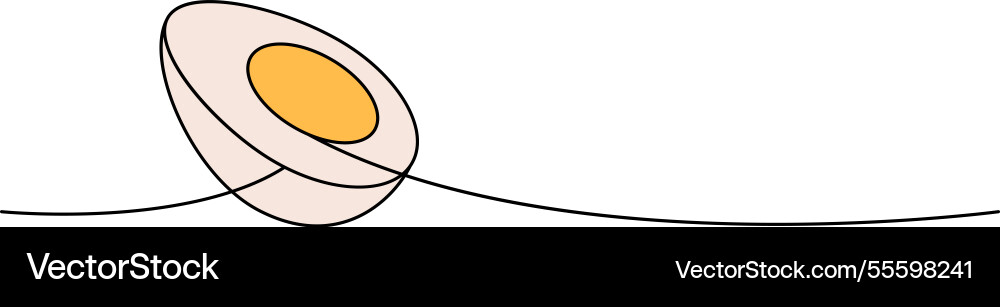 Sliced egg one line colored continuous drawing Vector Image