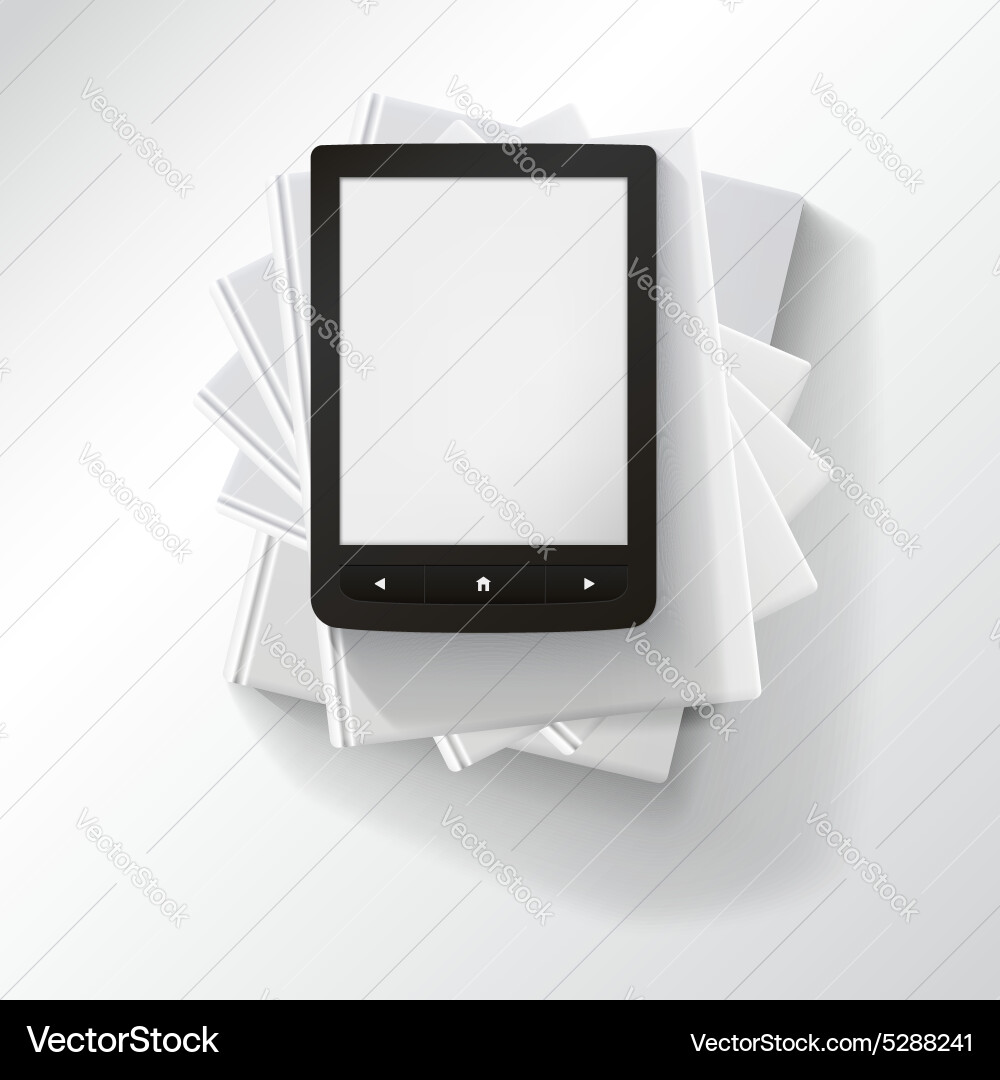 Stack of books with e-book vector image