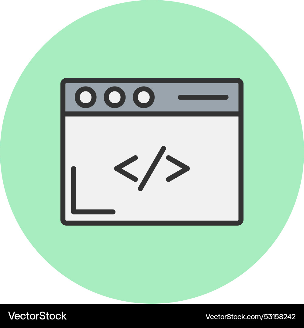 Coding line filled circle icon vector image