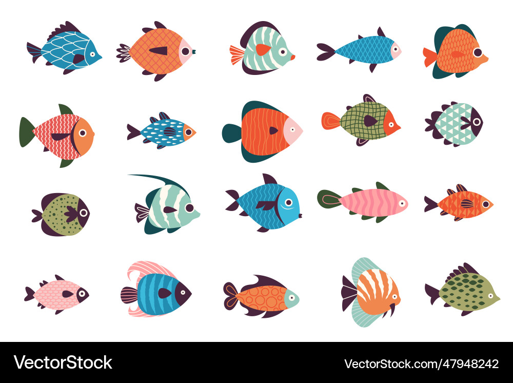 Exotische Fischsammlung Cartoon Meeresunterwasser Exotische Fischsammlung Cartoon Meeresunterwasser vektorbild