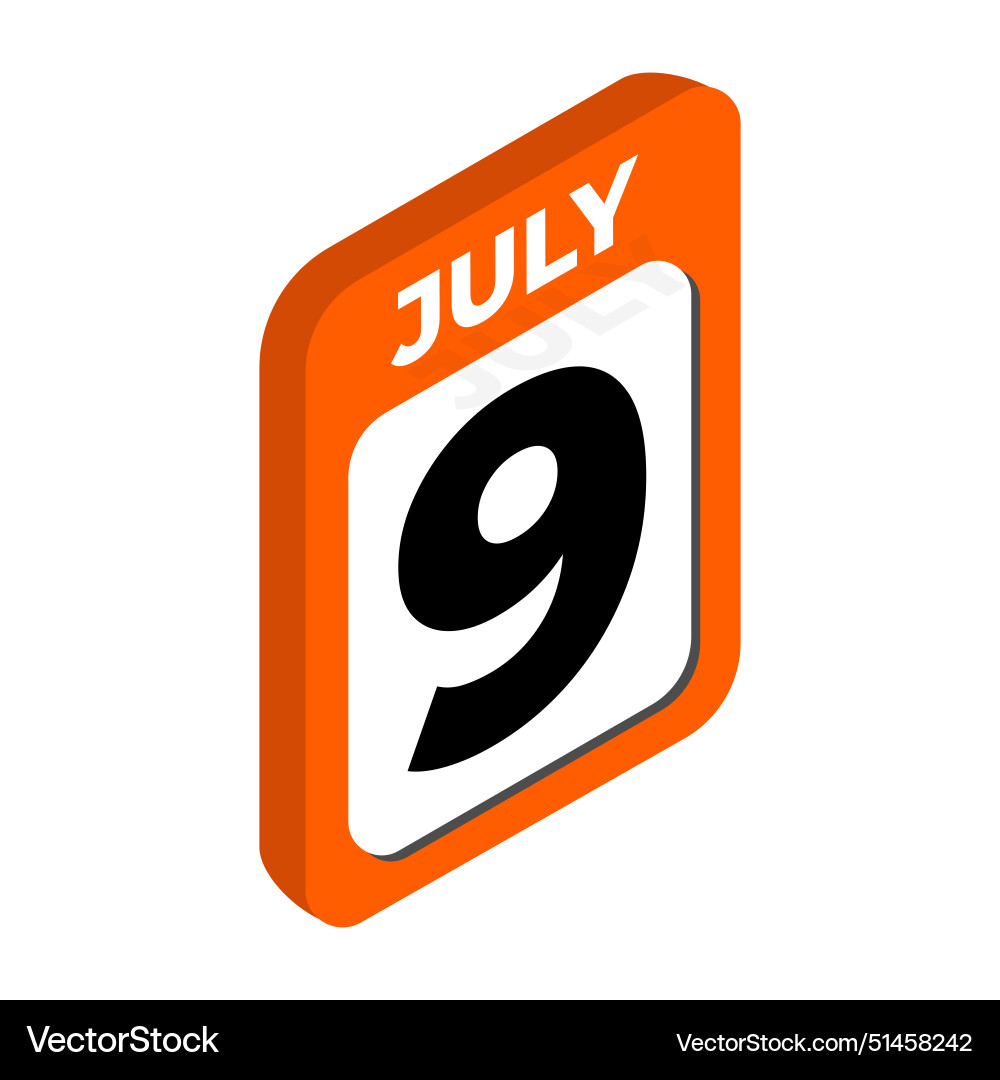 July 9 calendar day icon Royalty Free Vector Image