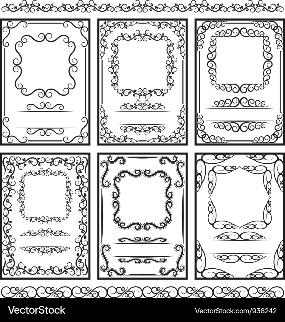 Ornate Black Frame Collection Vector Image