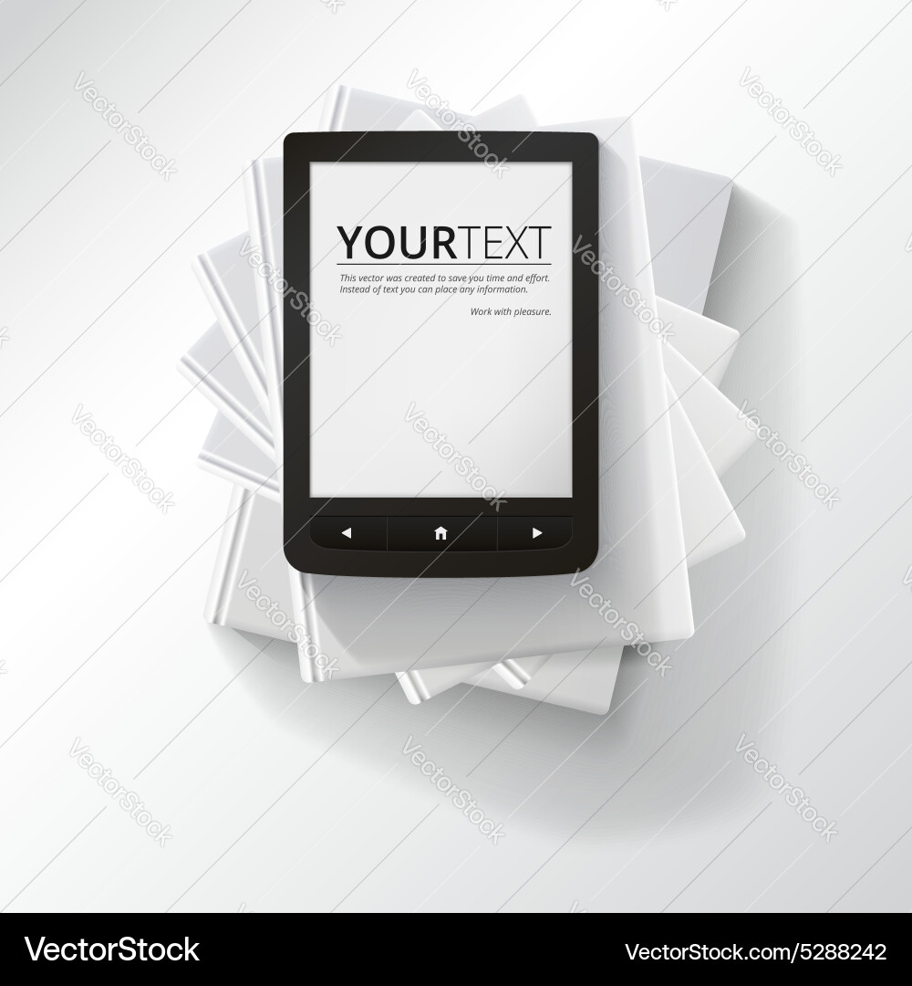 Stack of Blank Books with E-Reader vector image
