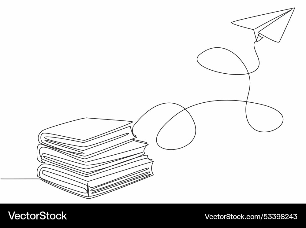 Continuous one line drawing a stack of books Continuous one line drawing a stack of books Vector Image